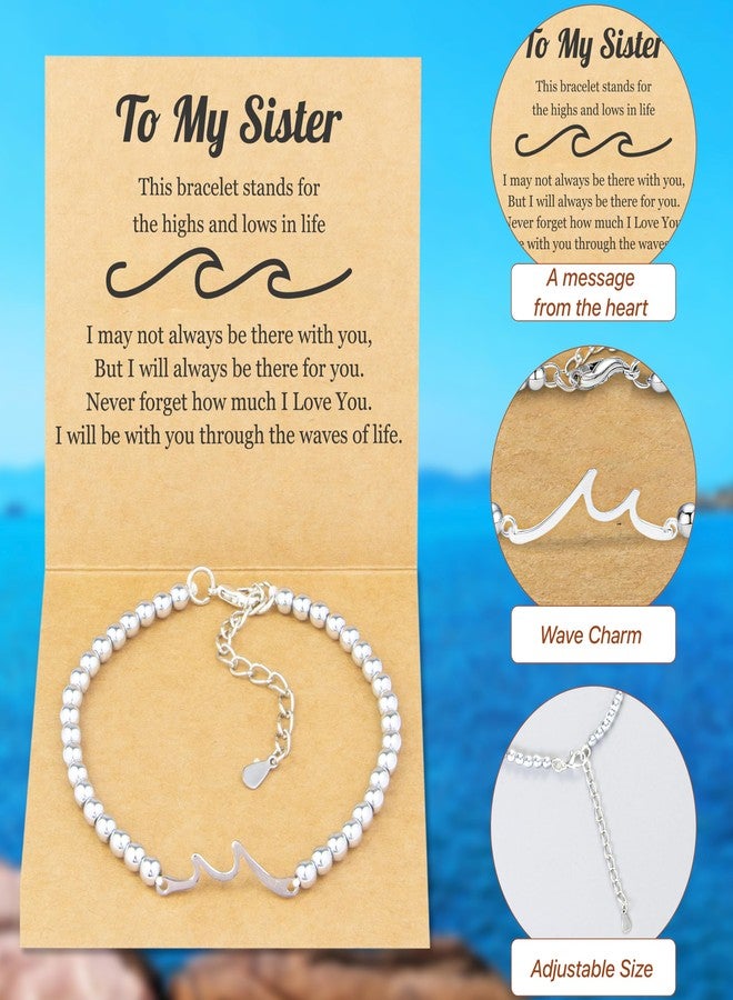 WACANTIC Sister Birthday Gifts - Wave Bracelet for Sister Birthday Christmas Mother’s Day - Big Little Jewelry Gifts, Sisters Bracelets for Women,The Waves of Life We’ve Been Through Together - Image 3